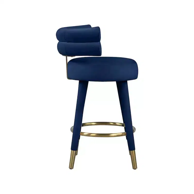 Meridian Furniture,Fitzroy Navy Velvet Counter Stool, Set of 2
