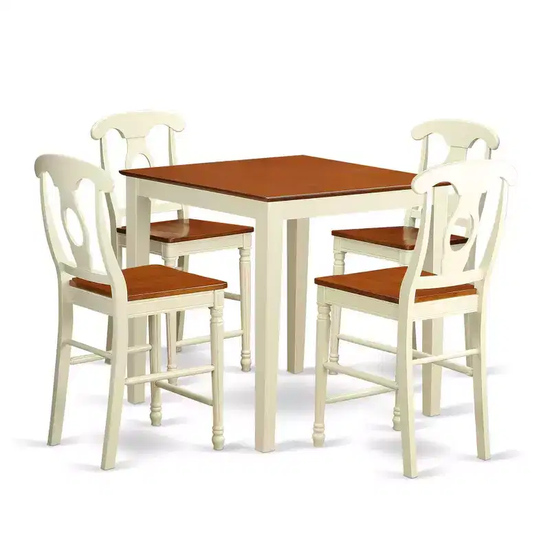 Kitchen Counter Table - 5 Piece Dining with Chairs - 36x36 Inch - Modern Design