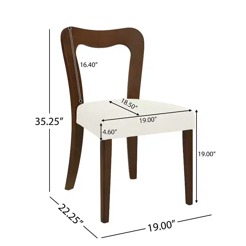 Christopher Knight Home Set of 2 Aaron Rubberwood Upholstered Dining Chairs with Curved Open Back Beige/Walnut