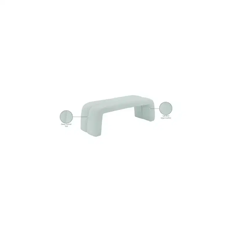 Mint Vegan Leather Channel Tufted Bench, 51.5