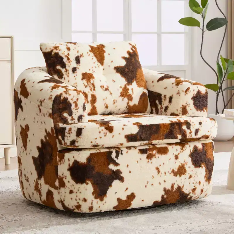 GDFStudio Jeff 360 Swivel Accent Barrel Chair with Dual-Layer Cushion Design