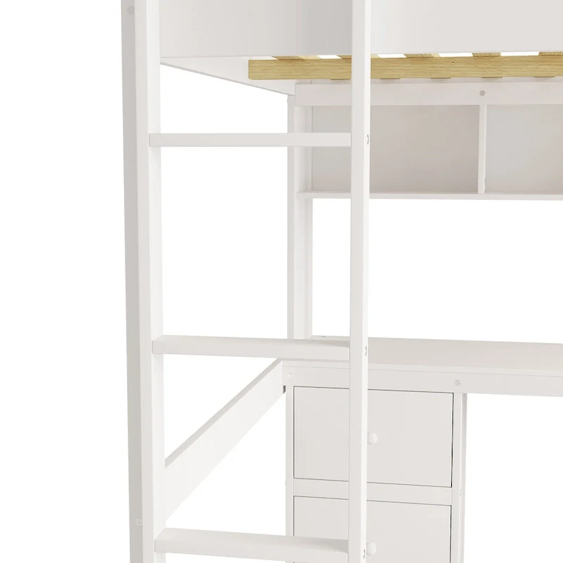 Loft Bed with Desk, Cabinets