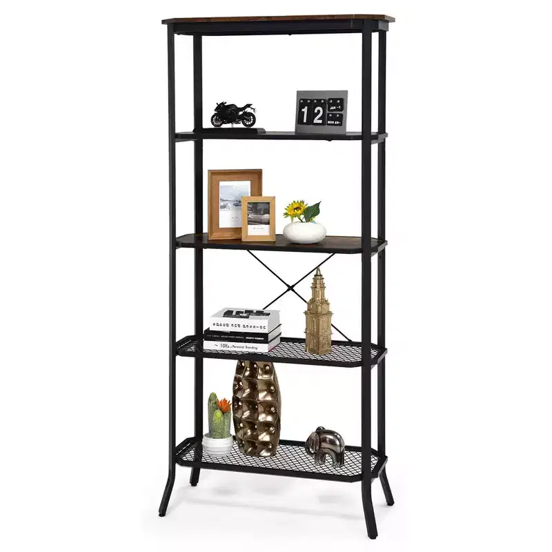 5 Tier Bookshelf Standing Storage Shelf Unit for Kitchen Living Room Office