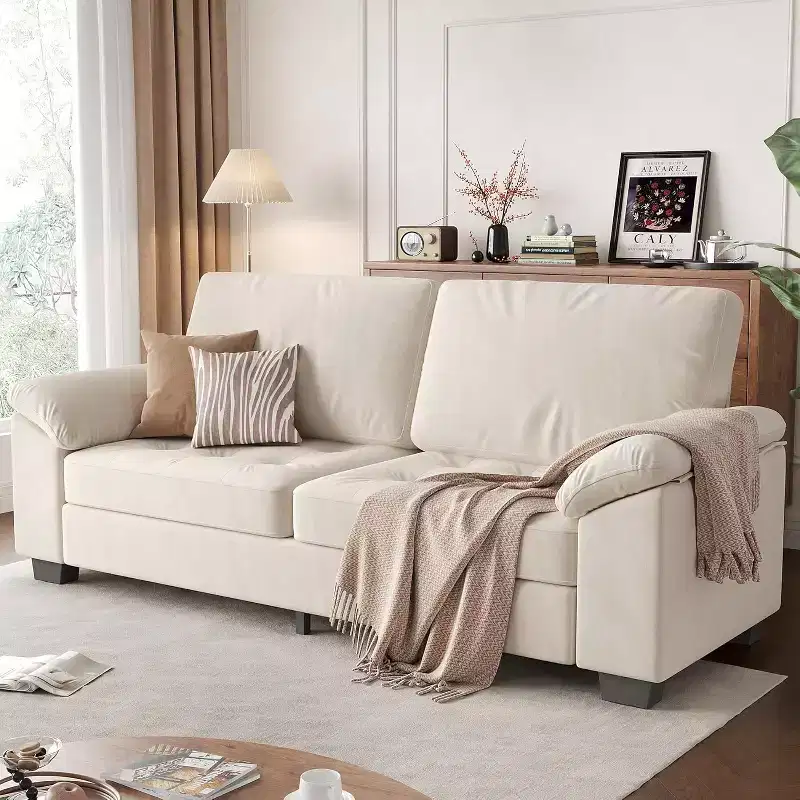 90 Modern Oversized Velvet Loveseat, Wide Armrests, Washable Cushion Covers, Comfy 2-3 Seater Sofa for Living Room, Bedroom, Apartment