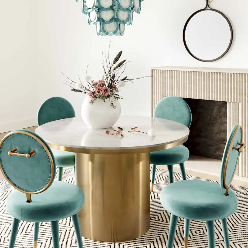 Kylie Oval-back Armless Velvet Dining Chair