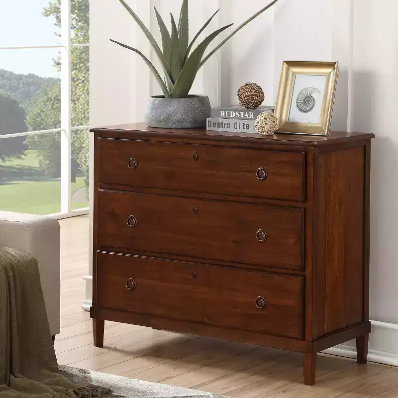 Comfort Pointe Cambridge Dresser Brown: Transitional Style, Metal Glides, Safety Stops, No Assembly Required