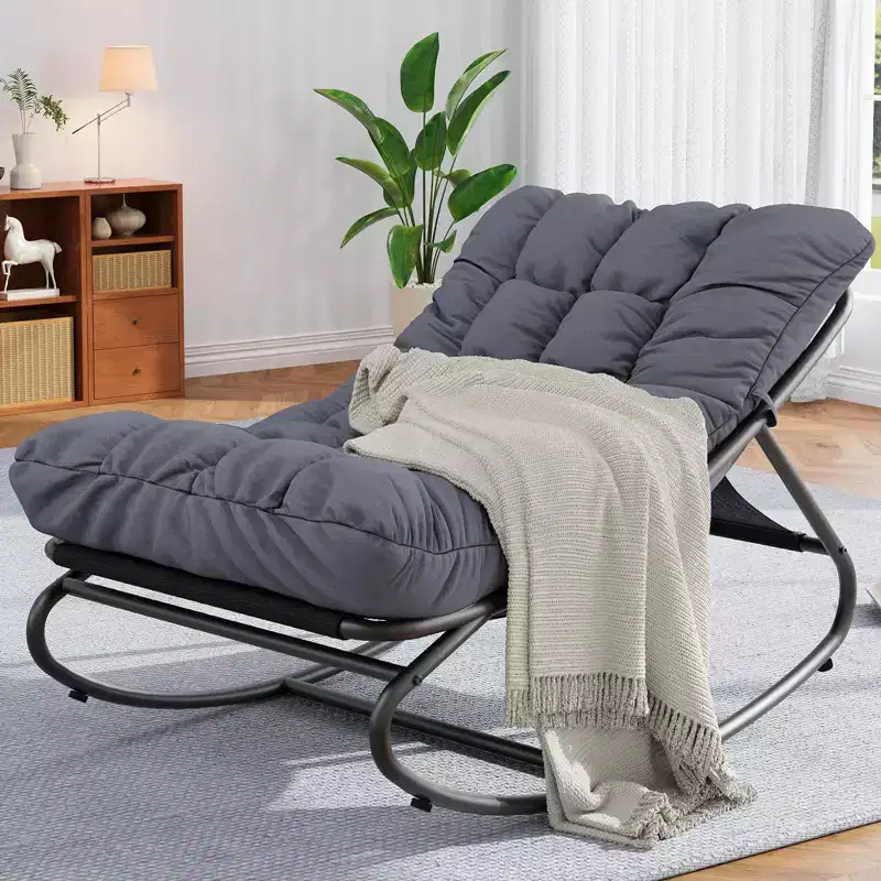 Outdoor Rocking Chair with Thick Cushions for Napping Relaxing, Modern Comfy Lounge Rocker Chair, Suitable for Living Room, Patio, Backyard, Porch