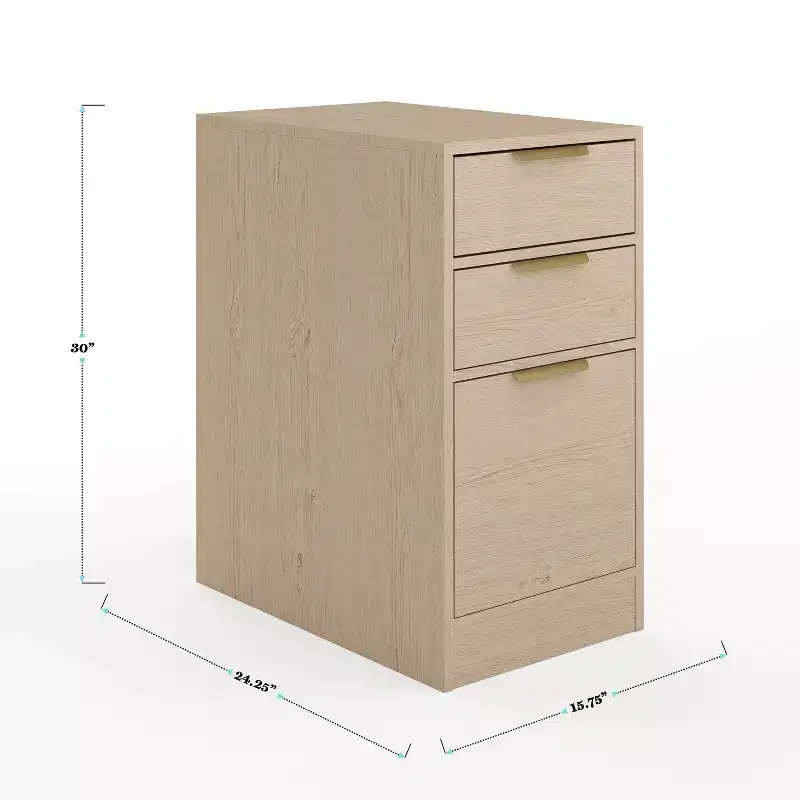 Modular Home Office Desk with Single Drawer & Dual 3-Drawer File Cabinets, Wood Composite
