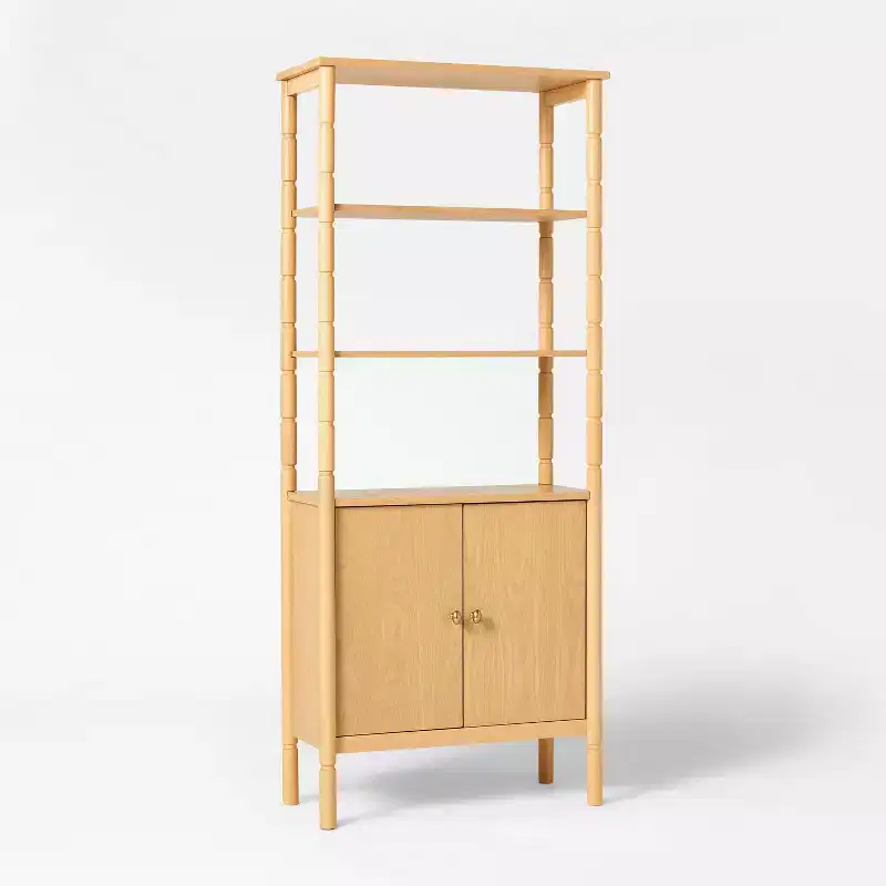 Modern Turned Wood Cabinet Brown - Threshold™ designed with Studio McGee