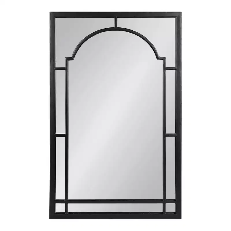 Metal Framed Arch Decorative Wall Mirror – Black Finish