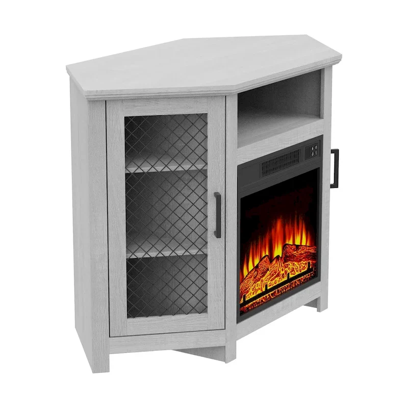 44.8 TV Stand Console with 18 Electric Fireplace and Shelves - N/A