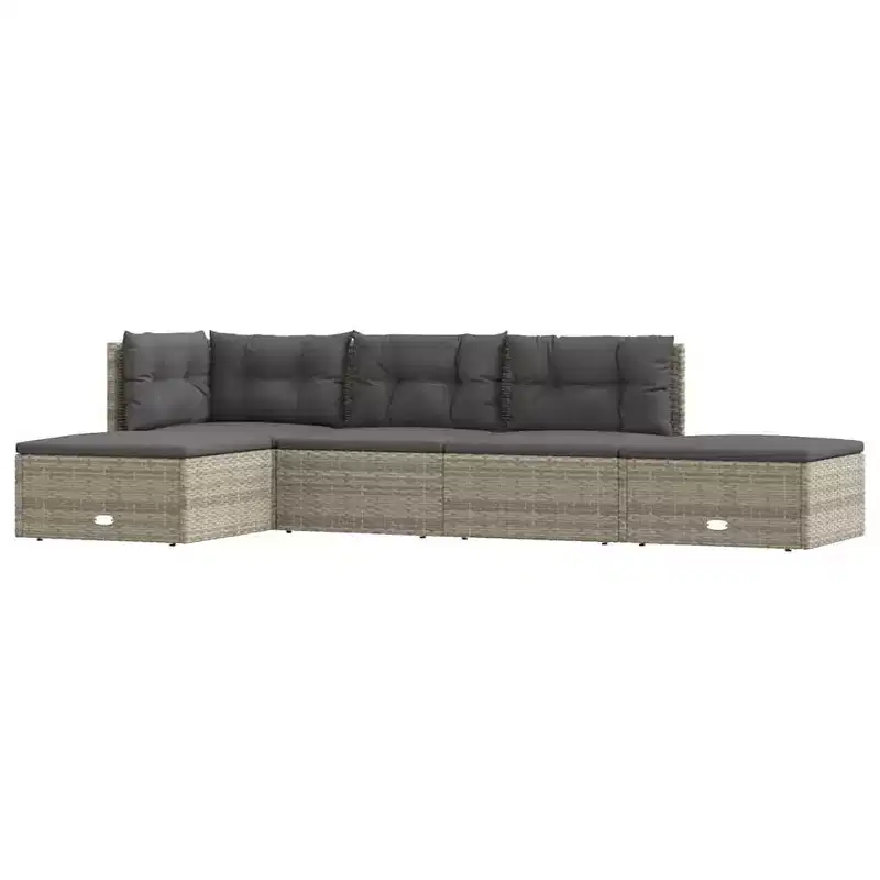 vidaXL Garden Lounge Set Grey PE rattan, Powder-coated steel 5-Piece Set