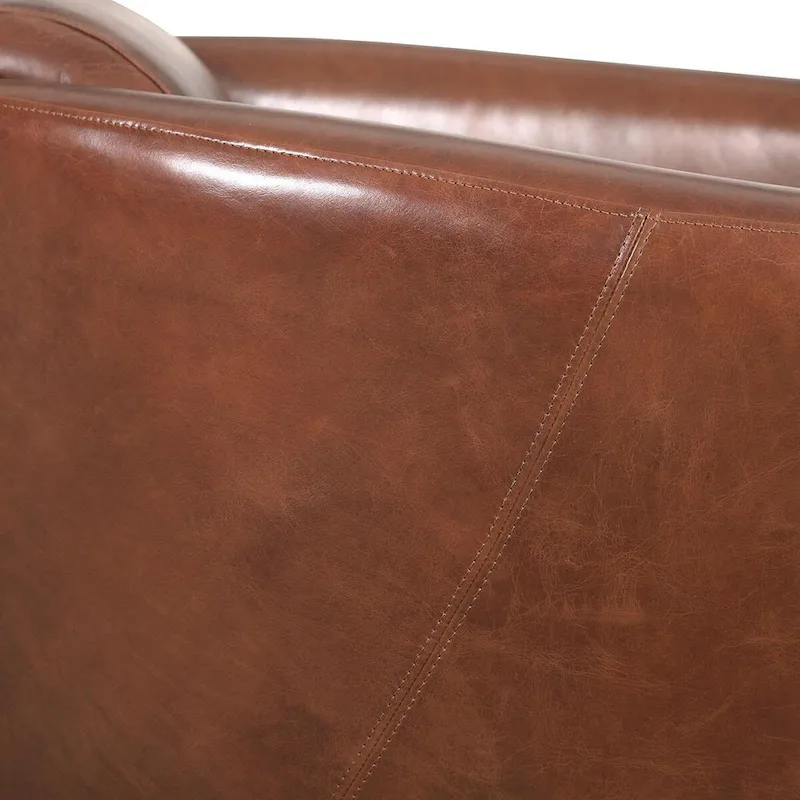 Top Grain Leather Armchair in Brown, W27.5xD30xH27
