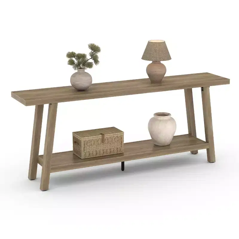 Extra Long Console Table for Living Room - Modern Brown Entryway Sofa Table - Sleek Rectangular Accent Furniture - Sturdy Design - 70.87 Inches