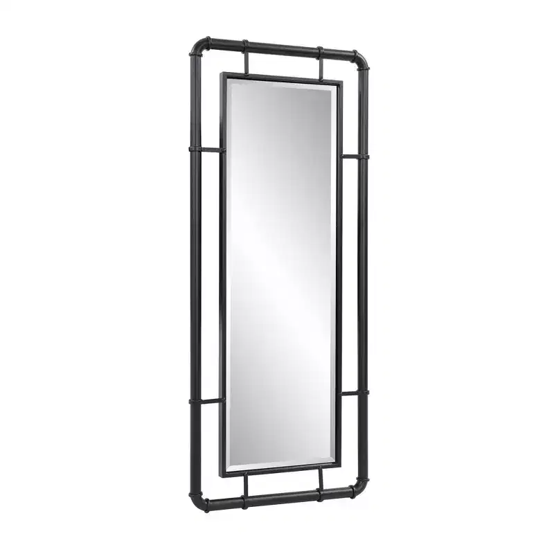 Howard Elliott Vanity and Wall Mirror with Metal Pipe Inspired Frame Matte Black