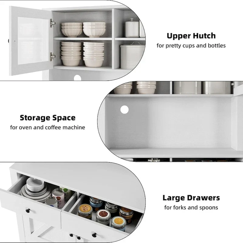 Kitchen Pantry Cabinet with Microwave Stand
