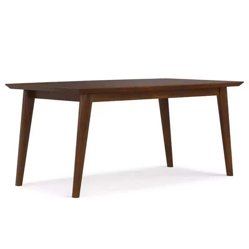 Mid-Century Rectangle Dining Table, Rubberwood Frame, Seats 6, Brown, 66
