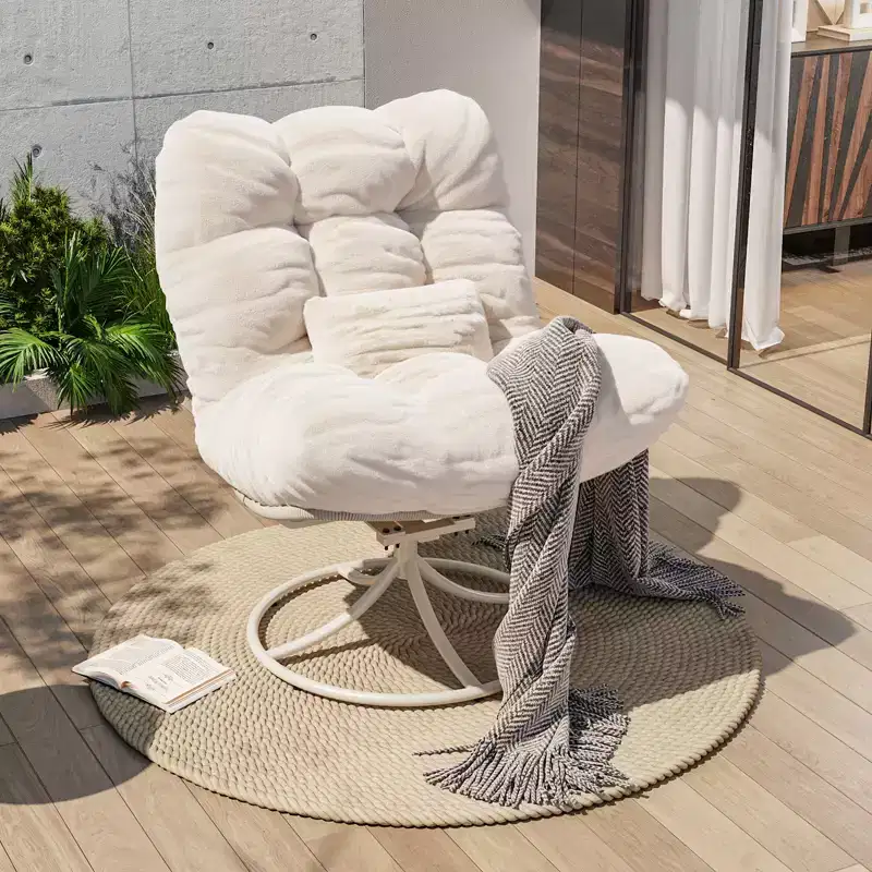 360 Swivel Winter Rattan Rocking Chair, All-Weather Wicker Lounge Chair with Thick Seat Cushion and Metal Rocking Base for Indoor & Outdoor