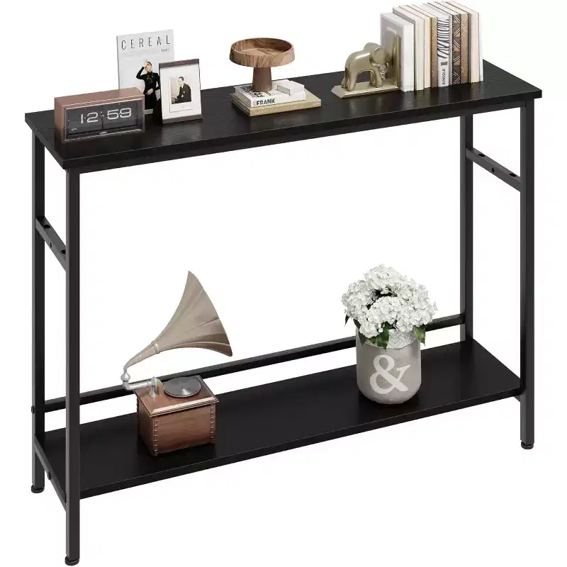 GustoWave Entryway Table, Console Tables with Storage, 39.3'' Rustic Sofa Table with Adjustable Shelf for Living Room, Hallway