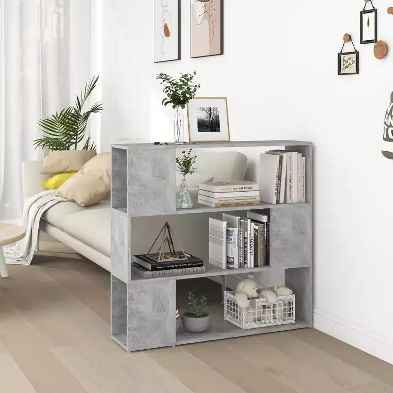 vidaXL Book Cabinet Room Divider Concrete Grey Engineered Wood Medium