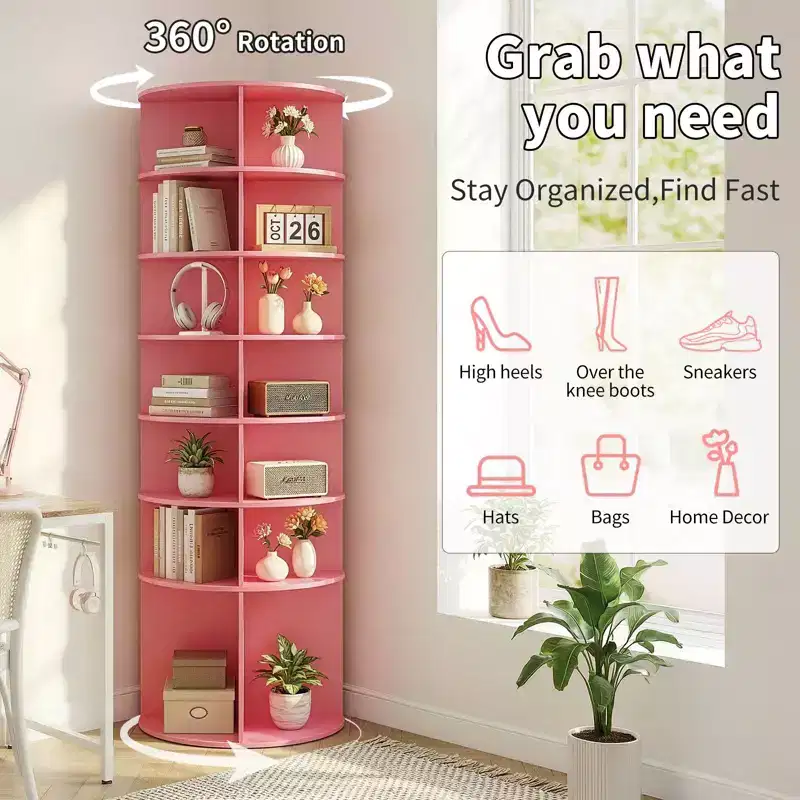 7-Tier 360 Rotating WPC Shoe Rack 72.4 Height
