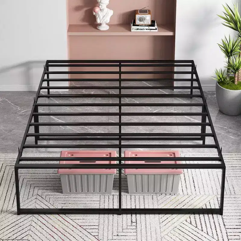 Full/Queen Size Metal Platform Bed Frame with Sturdy Steel Slats, Mattress Foundation, No Box Spring Needed, Large Storage Space