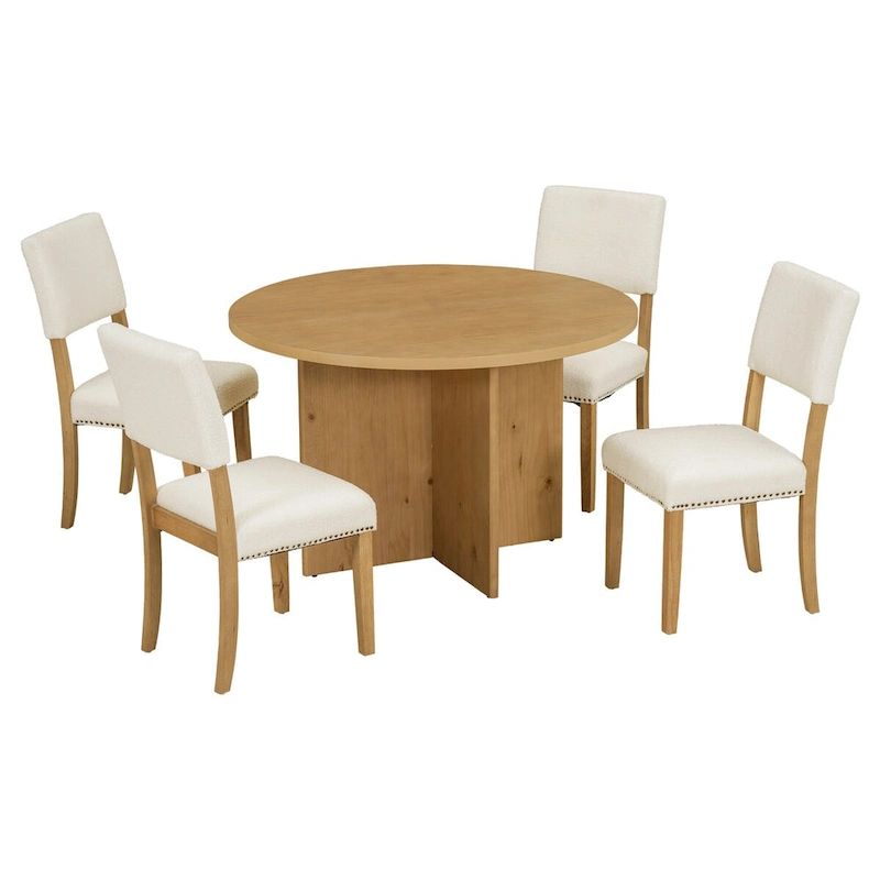 Modern 5-Piece Round Dining Table Set