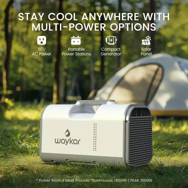 Waykar 4500 BTU 3-in-1 Portable Air Conditioner for Tent, Camping & RV with Dehumidifier and Remote Control