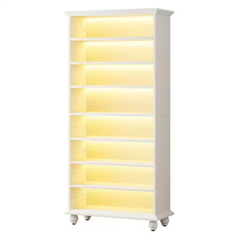 Lantine 9-Tier 30 Pairs Shoes Storage Cabinet with LED and Solid Wood Legs