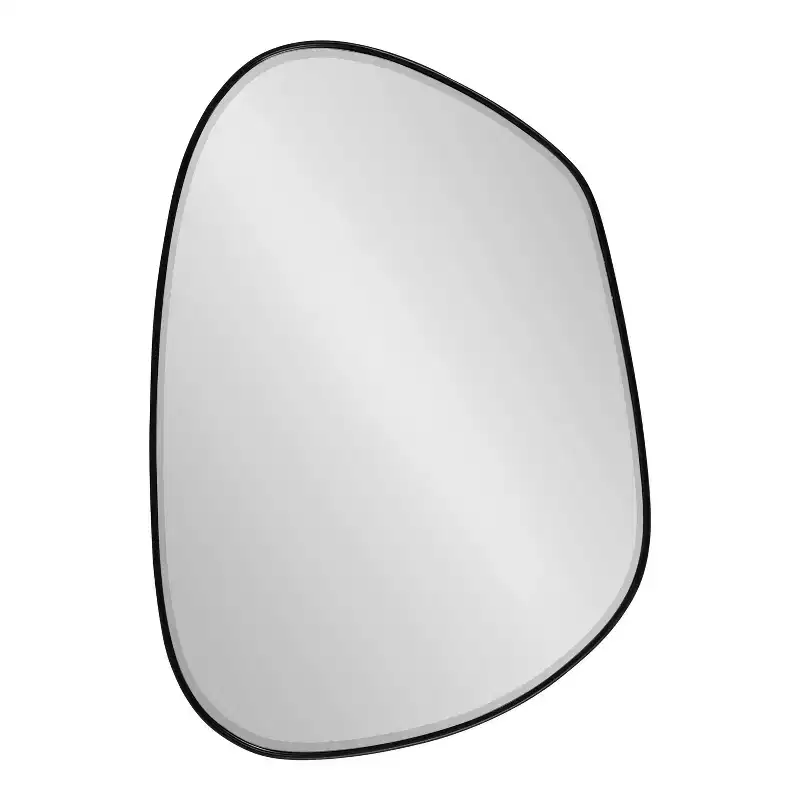 Asymmetric Decorative Wall Mirror – 22x30, Black, Beveled Edge