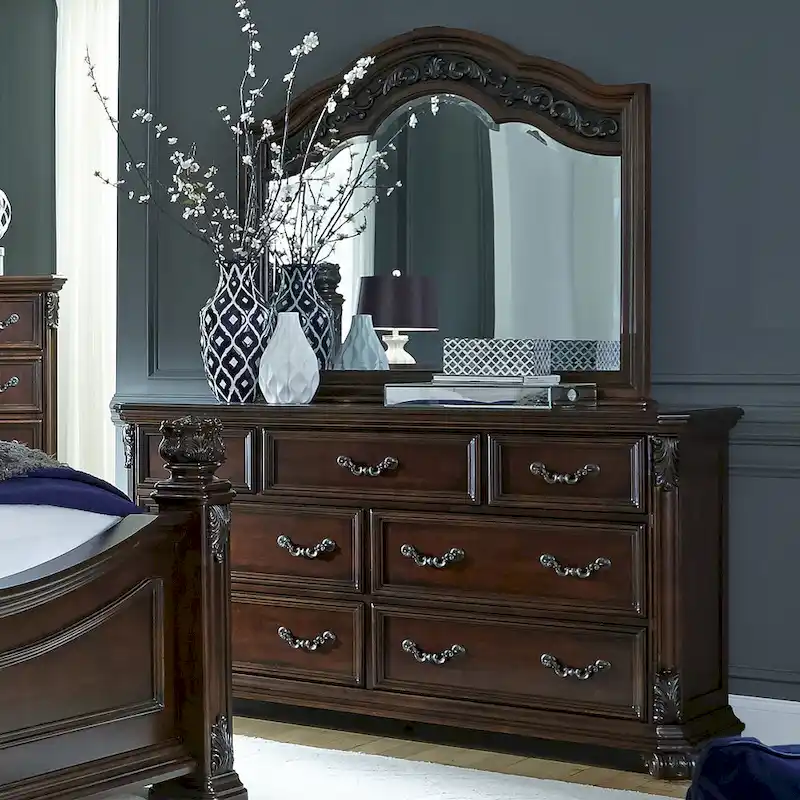 Cognac Dresser & Mirror