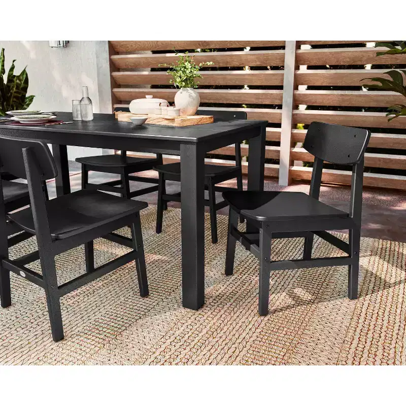POLYWOOD 7pc Modern Studio Urban Chairs and Parsons Table Outdoor Patio Dining Set