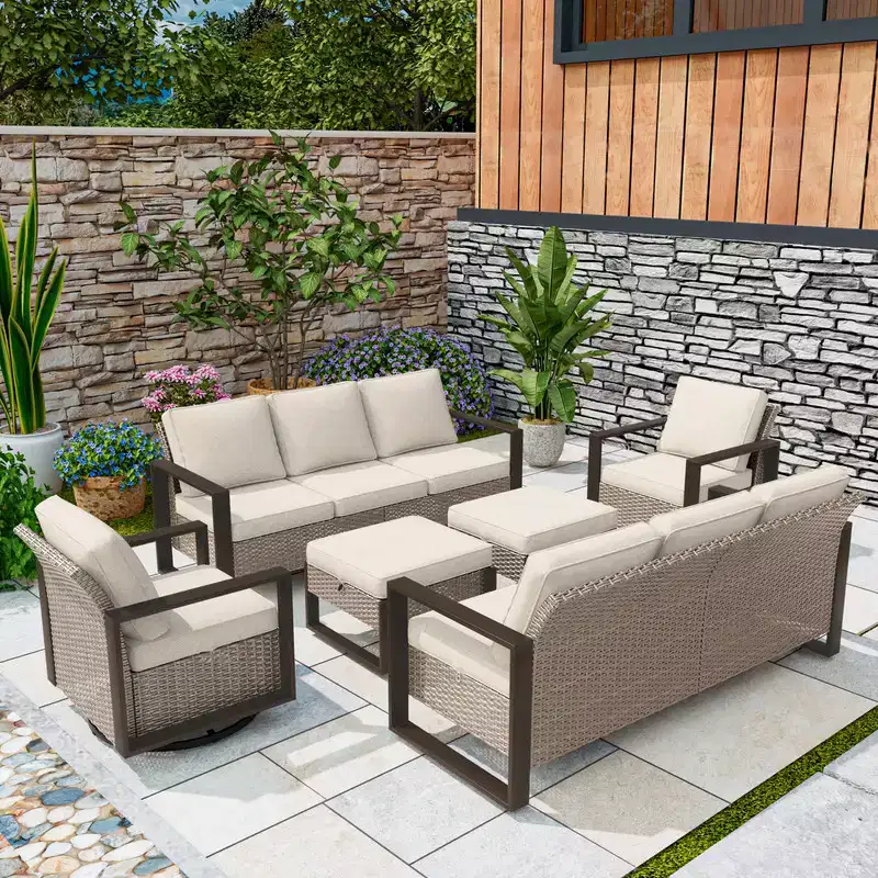 UPTIOT 6-Piece Outdoor Patio Conversation Set