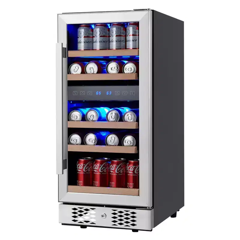 Wine Fridge Cabinet Wine Cooler Refrigerator with Glass Door, Beverage Wine Chiller with Digital Touch Screen, Low Noise Compressor Wine