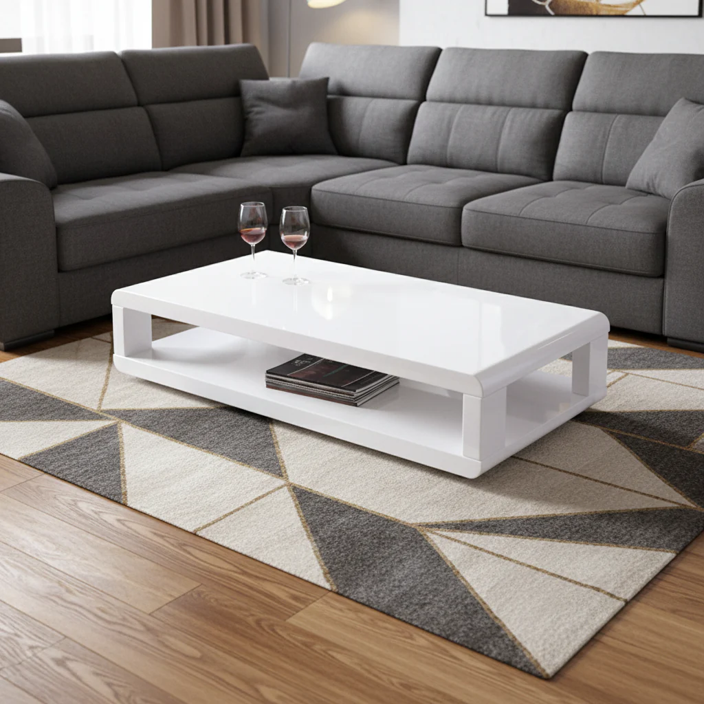 48 Modern Euro White High Gloss Coffee Table