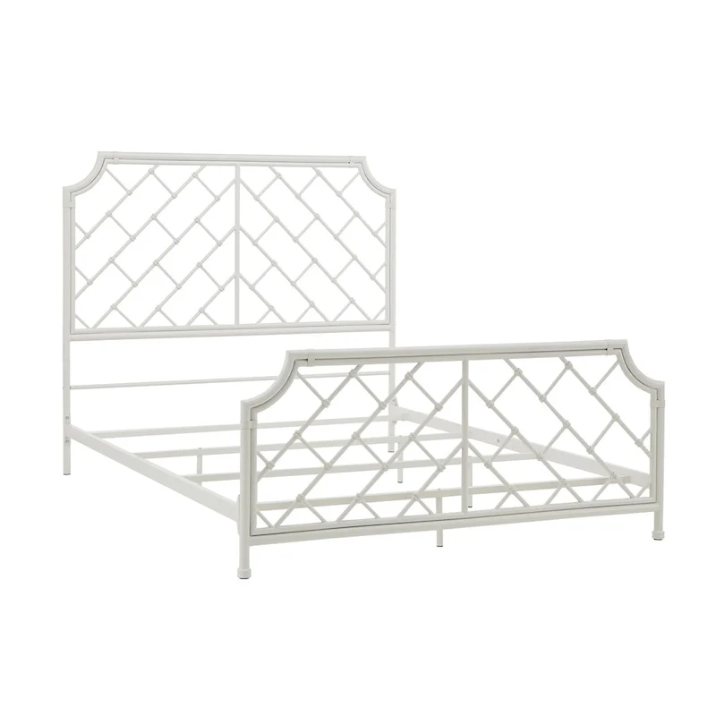 Nelle Geometric Mosaic White Metal Queen Bed by iNSPIRE Q Classic