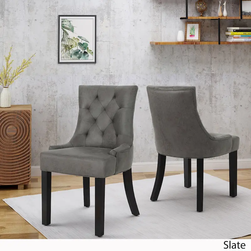 Hayden Traditional Microfiber Dining Chairs (Set of 2)