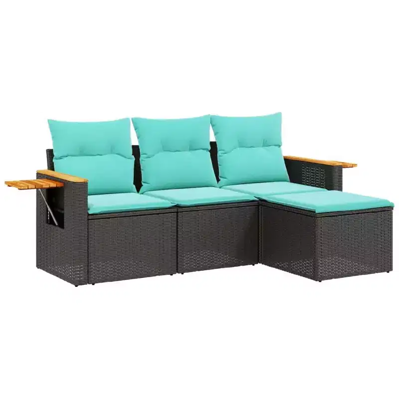 vidaXL Garden Sofa Set Black, Blue