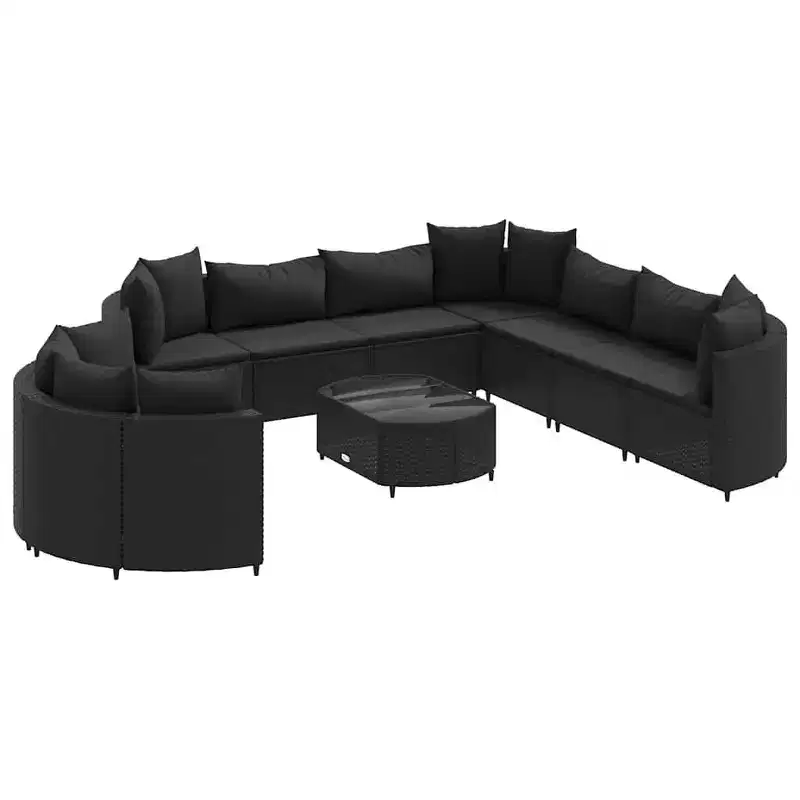 vidaXL Patio Sofa Set with Cushions Garden Furniture 10 Piece Poly Rattan