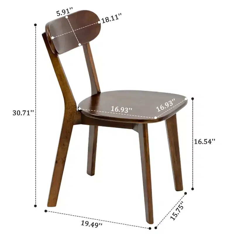 GDFStudio Dalton Mid Century Modern Solid Wood Dining Chairs with Ergonomic Curved Backrest (Set of 2)