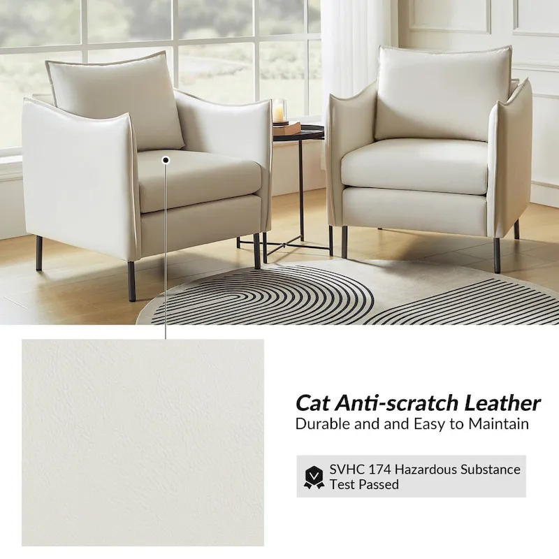 Christopher Modern Anti-scratch Fabric Armchair with Black Metal Legs Set of 2 by HULALA HOME