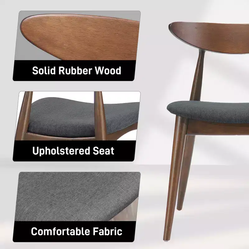 Christopher Knight Home Barron Mid Century Modern Rubberwood Fabric Upholstered Dining Chairs (Set of 2)