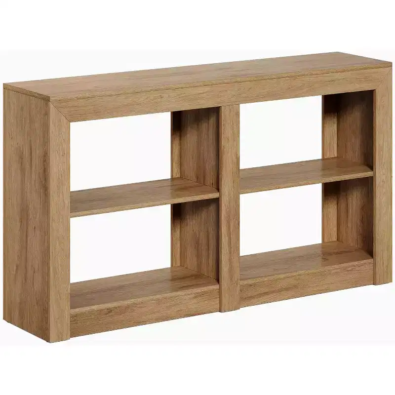 Lantine 59-Inch Entryway Table with 2-Tier Shelf, Rectangle Design Sofa Console Table for Entryway, Living Room, Hallway, Oak Color