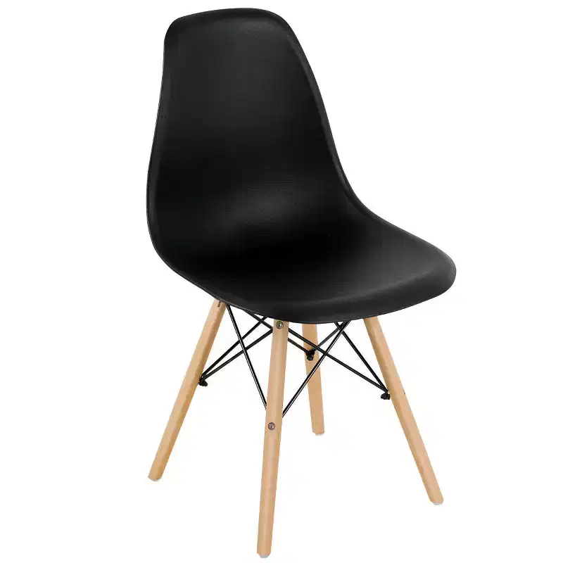 Costway Set of 4 Modern Dining Side Chair Armless Home Office w/ Wood Legs White/Black/Blue