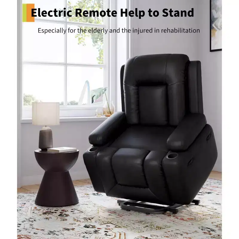 Electric Lift Recliner with Heating and Massage Functions, PU Leather Material, Designed for Seniors and Individuals with Mobility Challenges