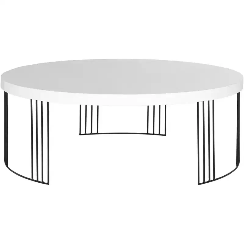 Keelin Mid Century Scandinavian Lacquer Coffee Table - White/Black - Safavieh