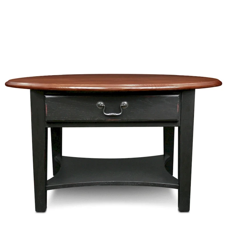 Leick Home One Drawer Oval Coffee Table with Shelf