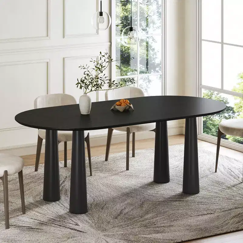 Dovelina 67 Oval Wood Dining Table with 4 legs Modern Kitchen Table for 6 People