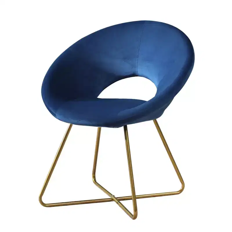 Roundhill Furniture Slatina Silky Velvet Upholstered Accent Chair, Blue with Gold Tone Finished Base