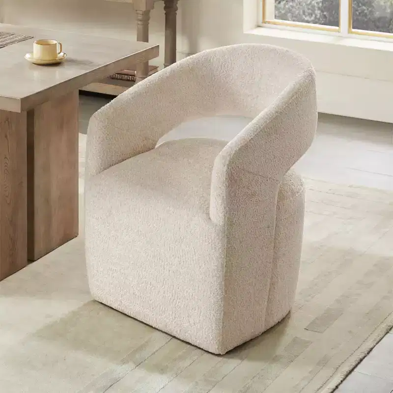 Modern Barrel Dining Chair with Caster & Open Back No Assembly Anywhere Chair